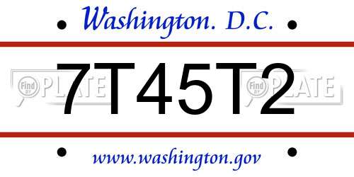 7T45T2 District Of Columbia License Plate
