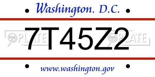 7T45Z2 District Of Columbia License Plate