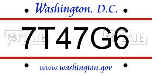 7T47G6 District Of Columbia License Plate