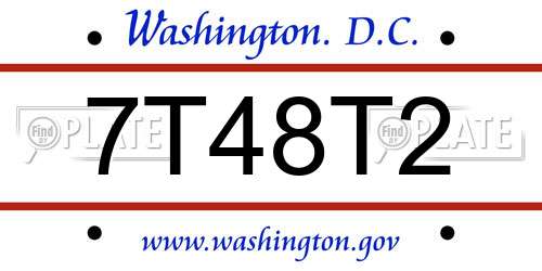 7T48T2 District Of Columbia License Plate
