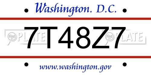 7T48Z7 District Of Columbia License Plate