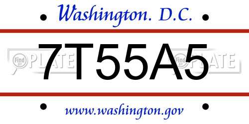 7T55A5 District Of Columbia License Plate