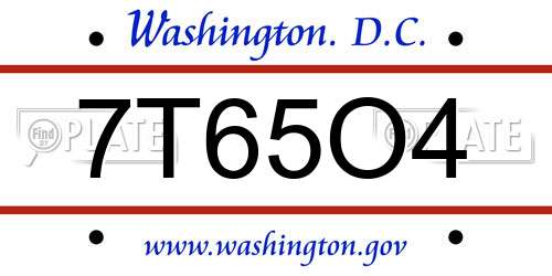 7T65O4 District Of Columbia License Plate