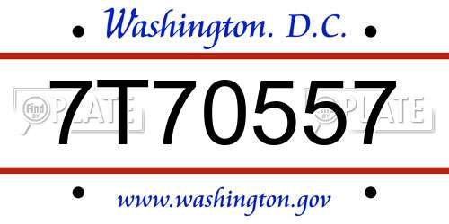 7T70557 District Of Columbia License Plate