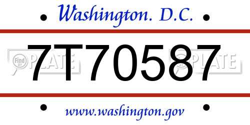 7T70587 District Of Columbia License Plate