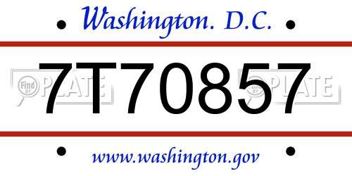 7T70857 District Of Columbia License Plate