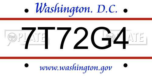 7T72G4 District Of Columbia License Plate