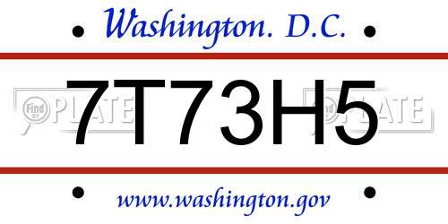 7T73H5 District Of Columbia License Plate