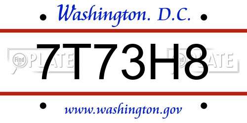 7T73H8 District Of Columbia License Plate