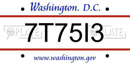7T75I3 District Of Columbia License Plate
