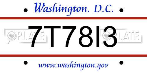 7T78I3 District Of Columbia License Plate