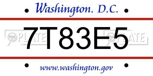 7T83E5 District Of Columbia License Plate