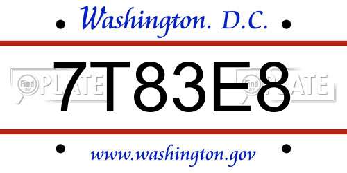 7T83E8 District Of Columbia License Plate
