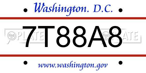 7T88A8 District Of Columbia License Plate