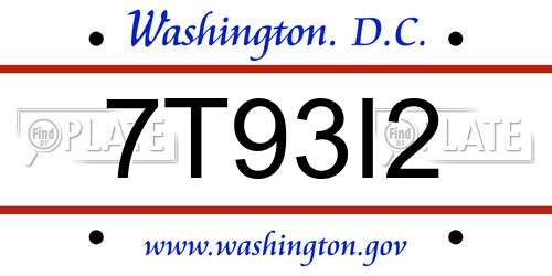 7T93I2 District Of Columbia License Plate