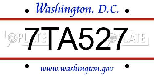 7TA527 District Of Columbia License Plate