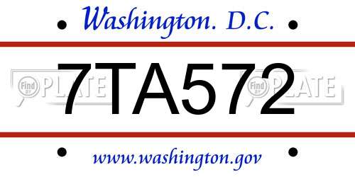 7TA572 District Of Columbia License Plate