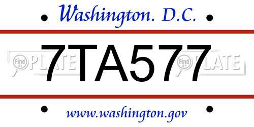 7TA577 District Of Columbia License Plate