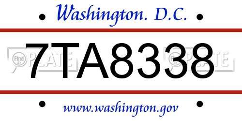7TA8338 District Of Columbia License Plate