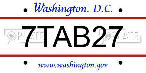 7TAB27 District Of Columbia License Plate
