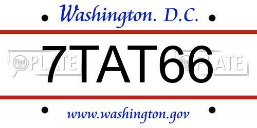 7TAT66 District Of Columbia License Plate