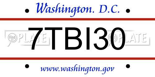 7TBI30 District Of Columbia License Plate