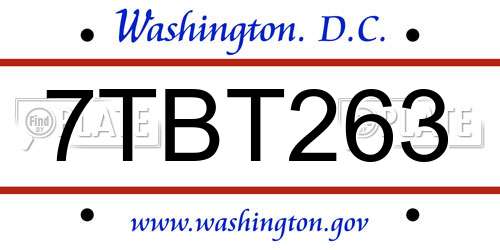 7TBT263 District Of Columbia License Plate