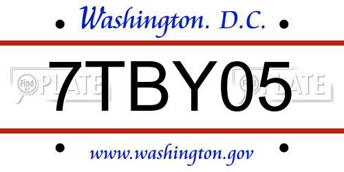 7TBY05 District Of Columbia License Plate