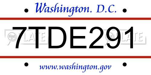 7TDE291 District Of Columbia License Plate