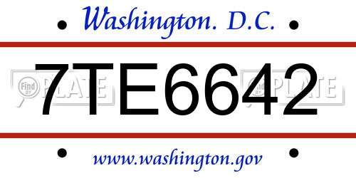 7TE6642 District Of Columbia License Plate