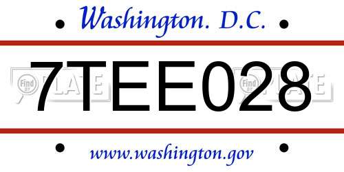 7TEE028 District Of Columbia License Plate