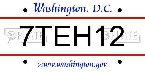 7TEH12 District Of Columbia License Plate