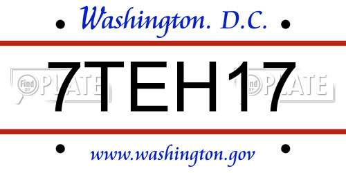 7TEH17 District Of Columbia License Plate