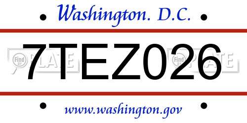 7TEZ026 District Of Columbia License Plate