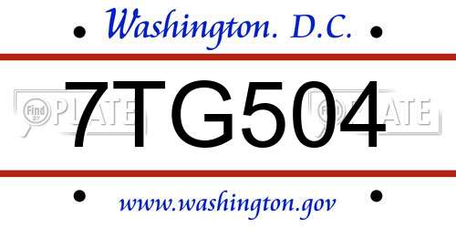 7TG504 District Of Columbia License Plate