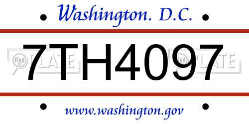 7TH4097 District Of Columbia License Plate