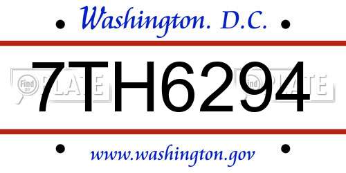 7TH6294 District Of Columbia License Plate