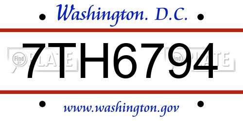 7TH6794 District Of Columbia License Plate