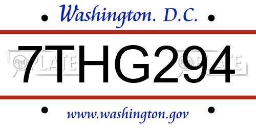 7THG294 District Of Columbia License Plate