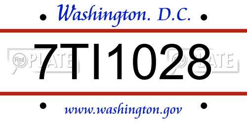 7TI1028 District Of Columbia License Plate