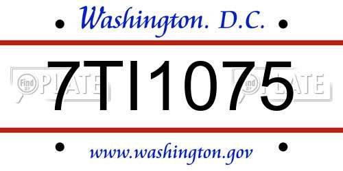 7TI1075 District Of Columbia License Plate