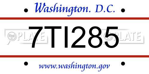 7TI285 District Of Columbia License Plate