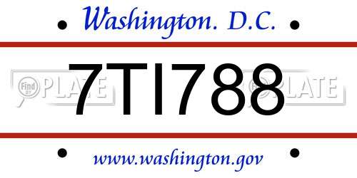 7TI788 District Of Columbia License Plate