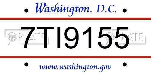 7TI9155 District Of Columbia License Plate