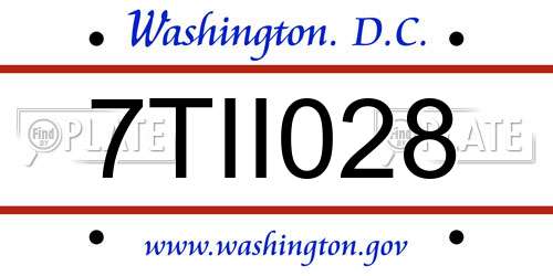 7TII028 District Of Columbia License Plate