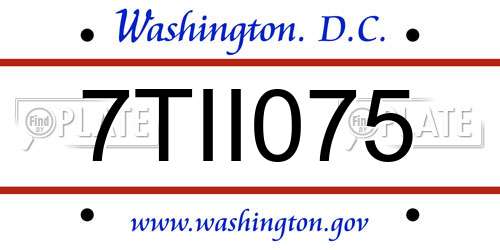 7TII075 District Of Columbia License Plate