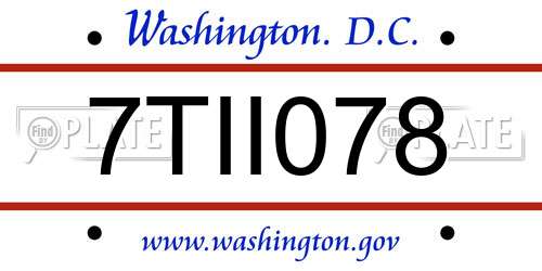 7TII078 District Of Columbia License Plate