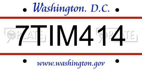 7TIM414 District Of Columbia License Plate