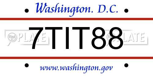 7TIT88 District Of Columbia License Plate
