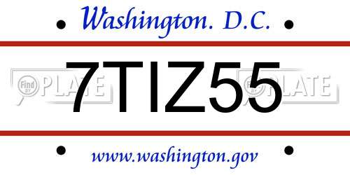 7TIZ55 District Of Columbia License Plate